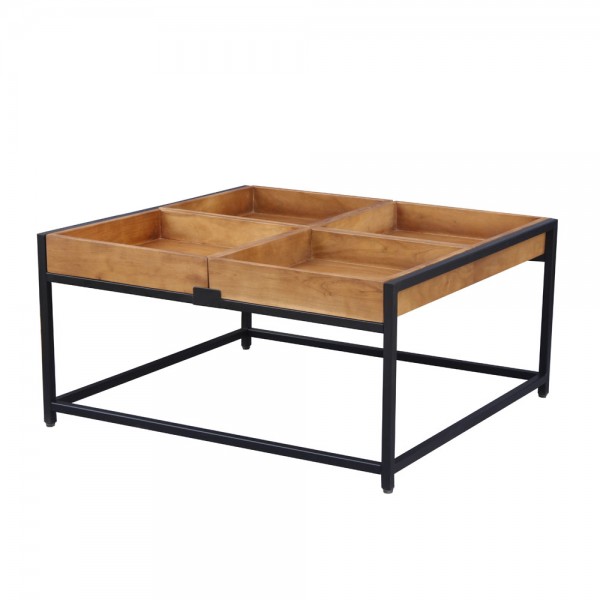 COMBO COFFEE TABLE ΚΑΡΥΔΙ ΜΑΥΡΟ 84x80xH42cm