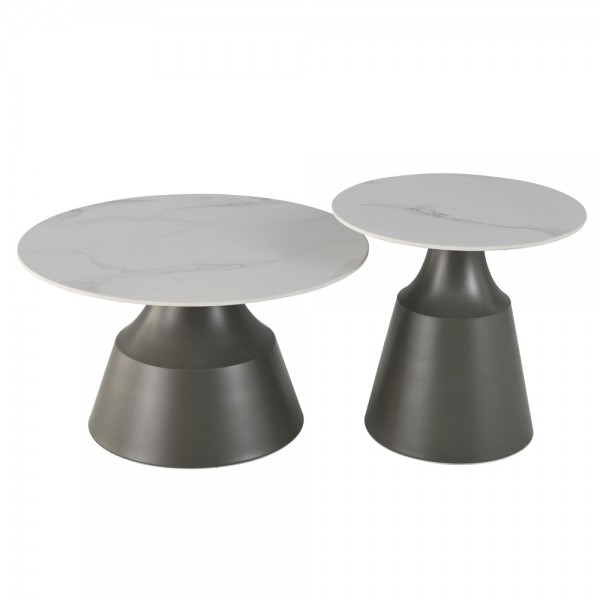 KAIA COFFEE TABLE SET 2ΤΕΜ ΛΕΥΚΟ ΜΑΥΡΟ 70x70x40 04-1062