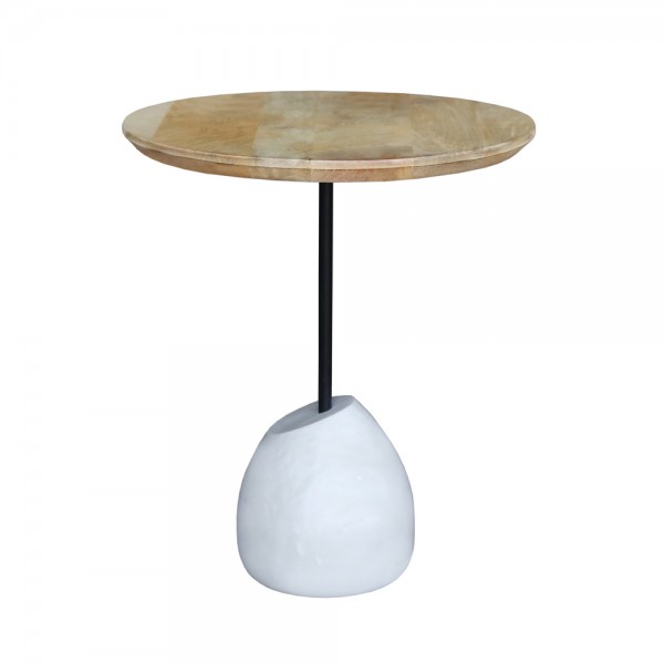 PILEA 46 SIDE TABLE ΦΥΣΙΚΟ ΛΕΥΚΟ 46x46xH58cm