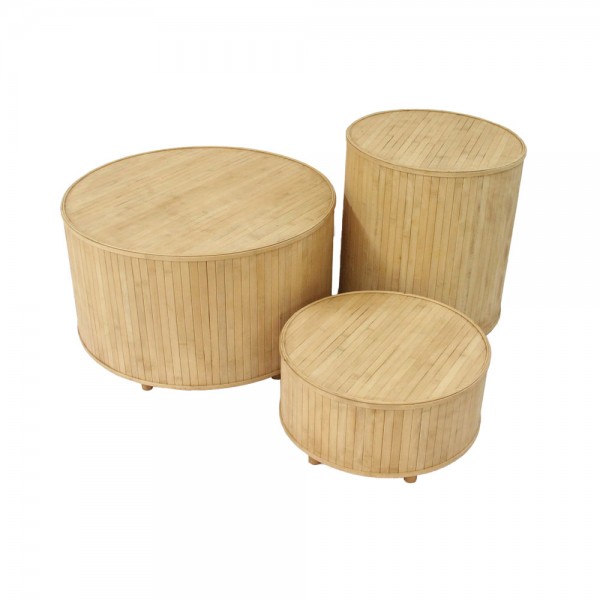 RIBBONS SIDE TABLE SET 3ΤΕΜ ΦΥΣΙΚΟ 61x61x34 04-1161