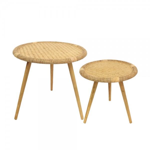 KAMIRA SIDE TABLE SET 2ΤΕΜ ΦΥΣΙΚΟ 54x54x51 04-1169