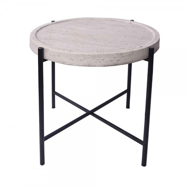 TERRAZO SIDE TABLE OFF WHITE ΜΑΥΡΟ 63,5x63,5xH56,5cm 04-1189