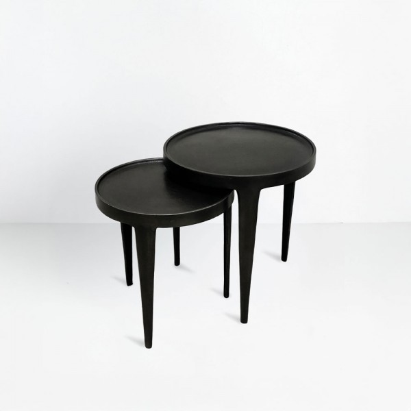 INK SIDE TABLE SET 2ΤΕΜ ΜΑΥΡΟ 43x43x45.5cm