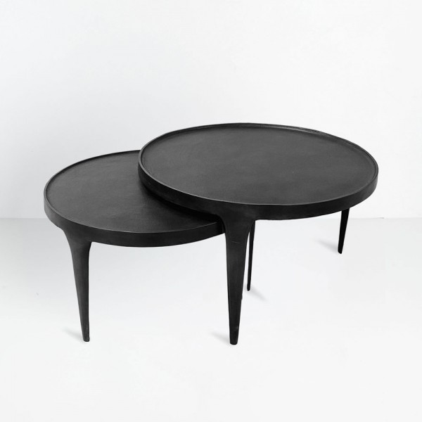 INK COFFEE TABLE SET 2ΤΕΜ ΜΑΥΡΟ 75x75x45.5cm