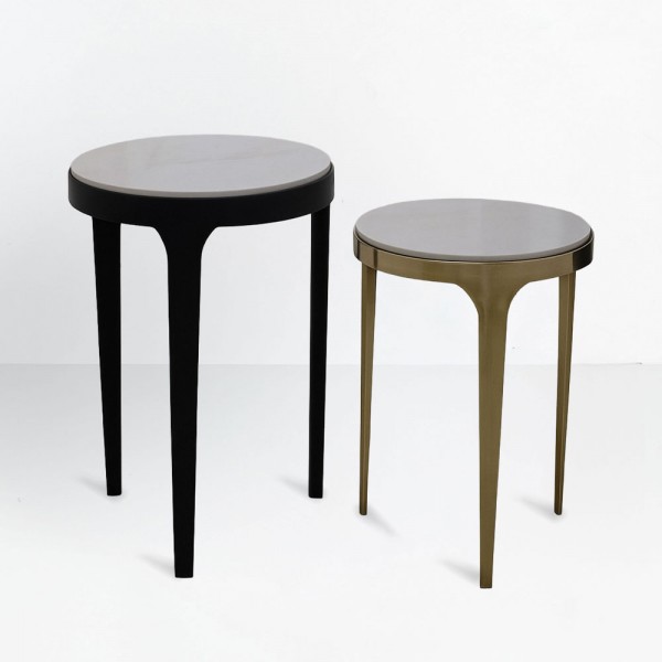 STICKS SIDE TABLE SET 2ΤΕΜ ΛΕΥΚΟ ΜΑΥΡΟ ΧΡΥΣΟ 37x37x54.5cm