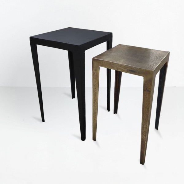 MAGRO SIDE TABLE SET 2ΤΕΜ ΜΑΥΡΟ BRASS 32x32x57cm