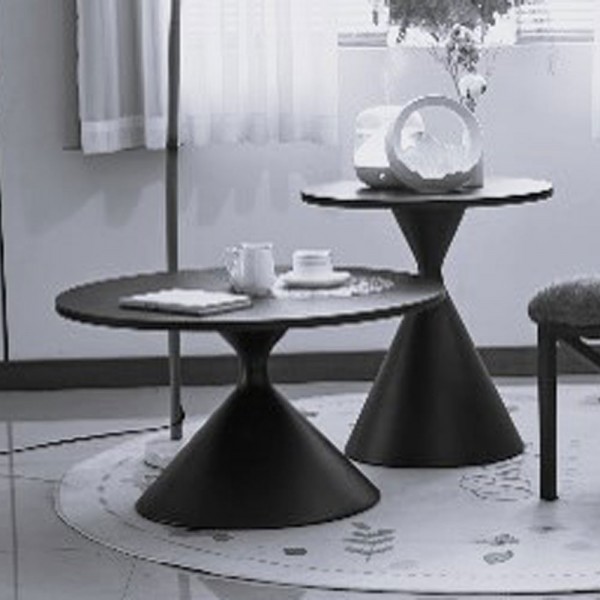LAVA COFFEE TABLE SET 2ΤΕΜ ΜΑΥΡΟ ΜΑΥΡΟ 70x70x40cm