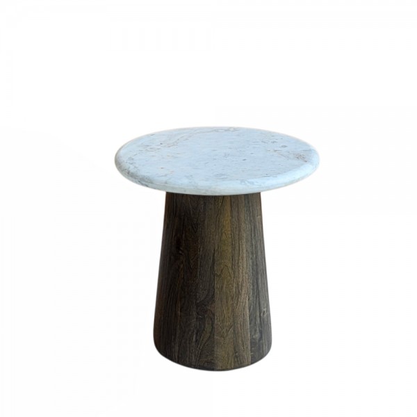 BORDS SIDE TABLE ΛΕΥΚΟ ΜΑΡΜΑΡΟ ΚΑΡΥΔΙ ΣΚΟΥΡΟ 45x45x47cm