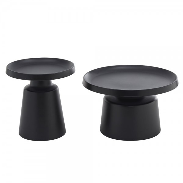 MOUSSE COFFEE TABLE SET 2ΤΕΜ ΜΑΥΡΟ ΜΑΤ 70x70x50cm