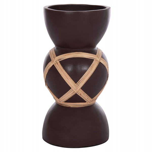 ΔΙΑΚΟΣΜΗΤΙΚΟ ΒΑΖΟ ΔΑΠΕΔΟΥ MAYNARD HM4672.07L FIBER CEMENT ΣΟΚΟΛΑΤΙ-RATTAN Φ32x62.5Υεκ