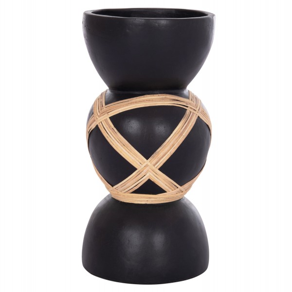 ΔΙΑΚΟΣΜΗΤΙΚΟ ΒΑΖΟ ΔΑΠΕΔΟΥ MAYNARD HM4672.01L FIBER CEMENT ΜΑΥΡΟ-RATTAN Φ32x62.5Υεκ