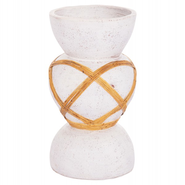 ΔΙΑΚΟΣΜΗΤΙΚΟ ΒΑΖΟ ΔΑΠΕΔΟΥ MAYNARD HM4672.02S FIBER CEMENT ΛΕΥΚΟ--RATTAN Φ27.5x50Υεκ