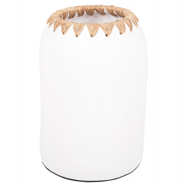 ΔΙΑΚΟΣΜΗΤΙΚΟ ΒΑΖΟ HM4377 ΤΕΡΑΚΟΤΑ ΣΕ ΛΕΥΚΟ ΜΕ ΠΛΕΞΗ ΨΑΘΑΣ ΣΤΟ ΣΤΟΜΙΟ Φ21Χ32εκ.