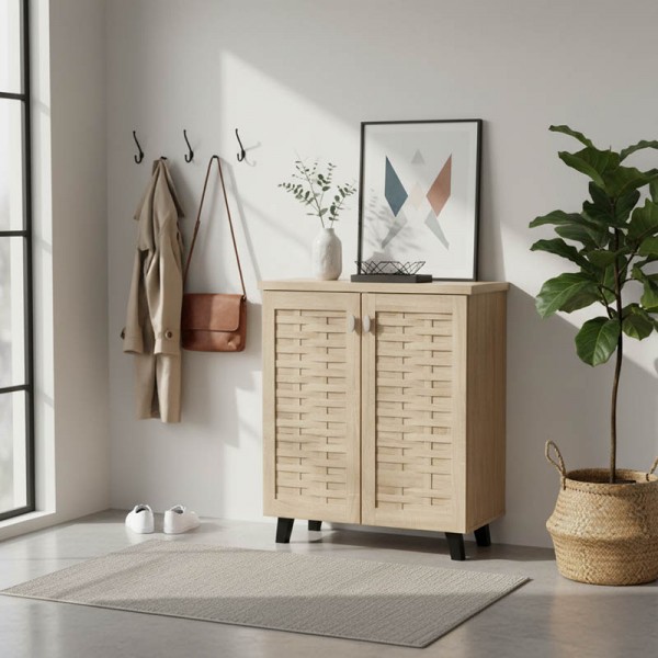 Παπουτσοθήκη-ντουλάπι MANTAM pakoworld 12 ζεύγων χρώμα sonoma 78x40x92εκ