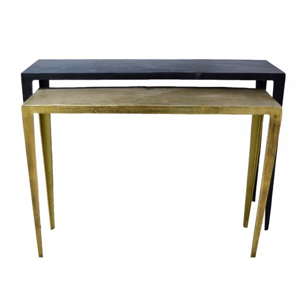 MAGRO ΚΟΝΣΟΛΑ SET 2ΤΕΜ ΜΑΥΡΟ BRASS 121x39x82cm