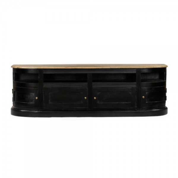 FRANCESA TV STAND 4ΠΟΡΤΕΣ ΜΑΥΡΟ ΦΥΣΙΚΟ 175x42x60cm