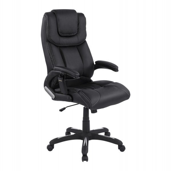 ΚΑΡΕΚΛΑ ΓΡΑΦΕΙΟΥ THORIN HM1050.01 ΜΕ MASSAGE ΜΑΥΡΗ HOMEMARKT 62x70x127Y εκ.