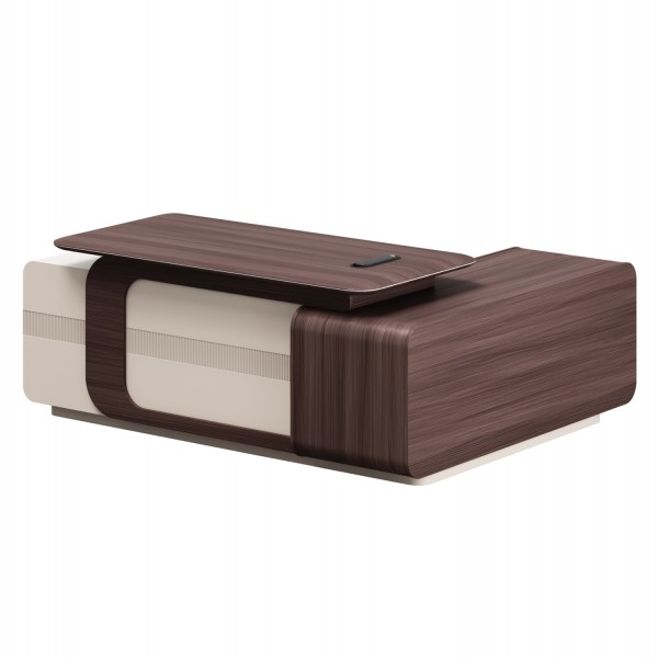 ΓΡΑΦΕΙΟ ΑΡΙΣΤΕΡΗ ΓΩΝΙΑ ΣΕΙΡΑ PRESIDENT HM2147L ΜΕΛΑΜΙΝΗ ΣΕ ΚΑΡΥΔΙ-ΜΠΕΖ 200x160x76Υεκ