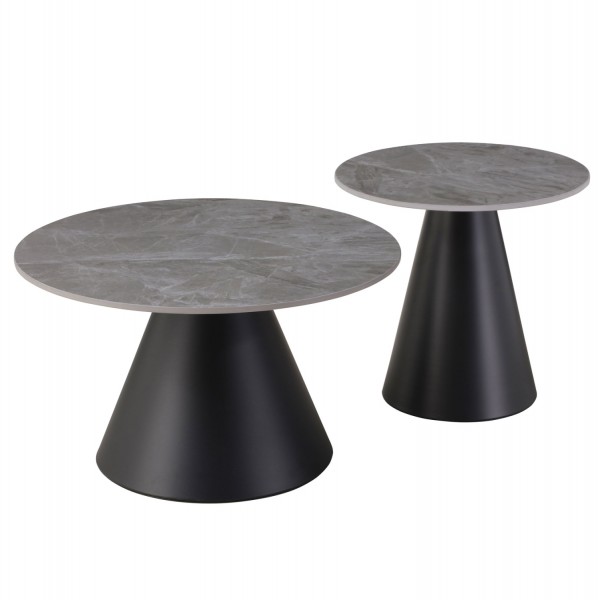 ΤΡΑΠΕΖΙΑ ΣΑΛΟΝΙΟΥ RIDGE HM18266.03 ΚΕΡΑΜΙΚΑ TOP ΜΕ ΟΨΗ ΓΚΡΙ ΜΑΡΜΑΡΟΥ Φ50εκ & Φ70εκ