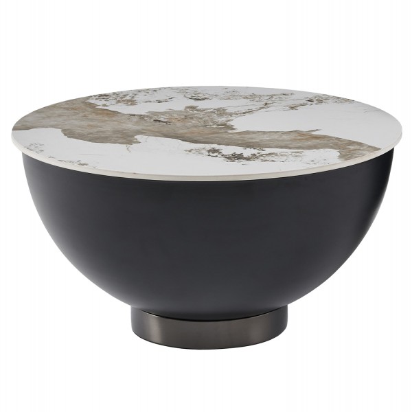 ΤΡΑΠΕΖΙ ΣΑΛΟΝΙΟΥ ERIDANO SM18309.02 ΜΕΤΑΛΛΟ ΜΑΥΡΟ-SINTERED STONE PANDORA Φ73x37Υεκ