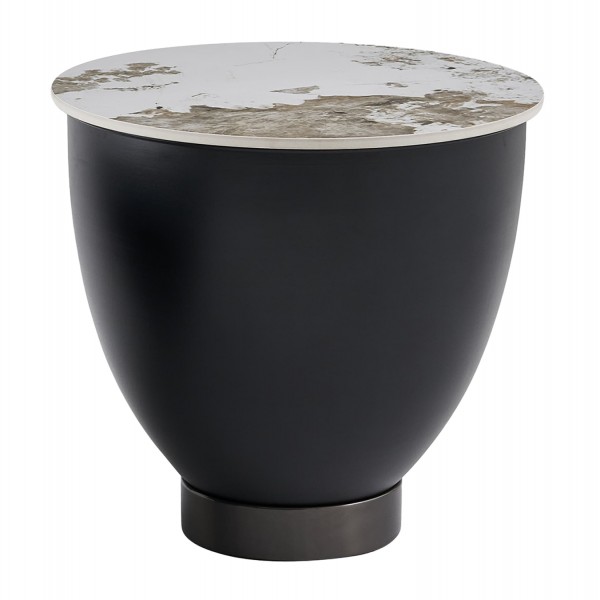 ΤΡΑΠΕΖΙ ΣΑΛΟΝΙΟΥ ERIDANO SM18310.02 ΜΕΤΑΛΛΟ ΜΑΥΡΟ-SINTERED STONE PANDORA Φ48x45Υεκ