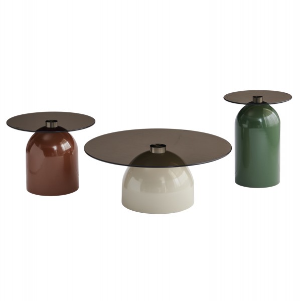 ΣΕΤ 3 ΤΡΑΠΕΖΙA ΣΑΛΟΝΙΟΥ GEMINS SM18312 ΜΕΤΑΛΛΙΚΕΣ ΒΑΣΕΙΣ-GLASS TOPS