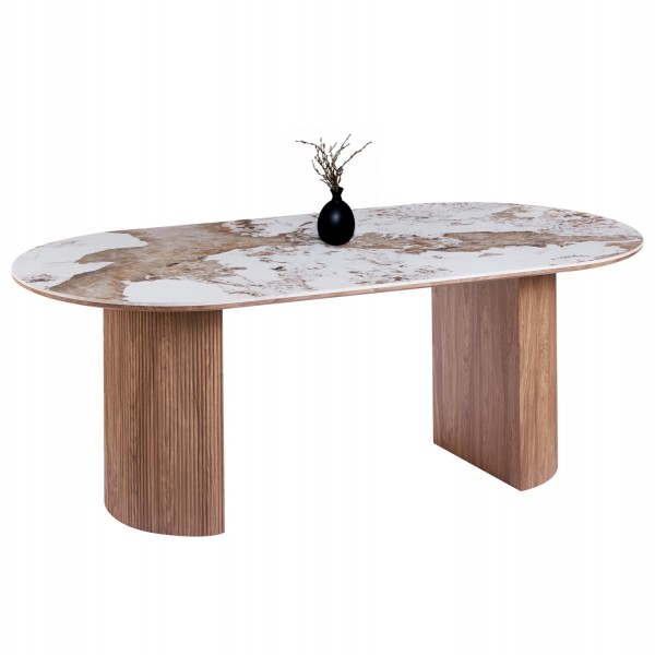ΤΡΑΠΕΖΙ ΟΒΑΛ MARBLEX HM18428 ΚΕΡΑΜΙΚΟ TOP ΣΕ PANDORA--MDF ΠΟΔΙΑ 210x100x77Υεκ