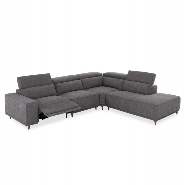 ΚΑΝΑΠΕΣ ΔΕΞΙΑ ΓΩΝΙΑ 5Θ ΜΕ RECLINE LUNARIS SM3316.01R ΓΚΡΙ ΥΦΑΣΜΑ 307x267x94Yεκ