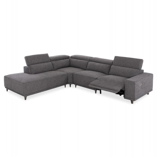 ΚΑΝΑΠΕΣ ΑΡΙΣΤΕΡΗ ΓΩΝΙΑ 5Θ ΜΕ RECLINE LUNARIS SM3316.01L ΓΚΡΙ ΥΦΑΣΜΑ 307x267x94Yεκ