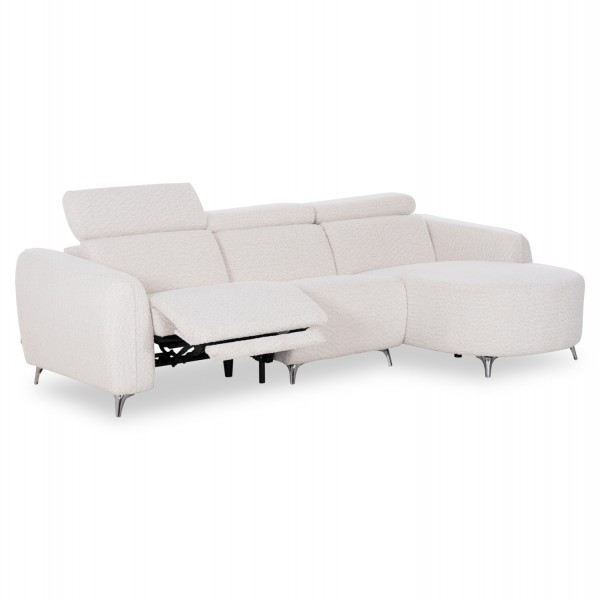 ΚΑΝΑΠΕΣ ΔΕΞΙΑ ΓΩΝΙΑ 3Θ ΜΕ RECLINE VALENTE SM3317.02R ΜΠΕΖ ΥΦΑΣΜΑ 275x160x104Yεκ