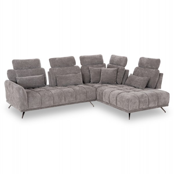 ΚΑΝΑΠΕΣ ΔΕΞΙΑ ΓΩΝΙΑ 5Θ MYRON SM3318.01R ΓΚΡΙ ΥΦΑΣΜΑ 290x110-225x110Υεκ.