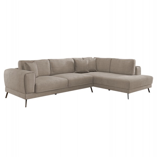 ΚΑΝΑΠΕΣ ΚΡΕΒΑΤΙ ΔΕΞΙΑ ΓΩΝΙΑ ZENORA HM3337.03R ΜΠΕΖ ΥΦΑΣΜΑ 304x212x80Υεκ