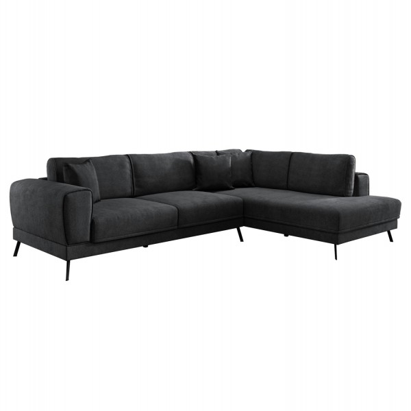 ΚΑΝΑΠΕΣ ΚΡΕΒΑΤΙ ΔΕΞΙΑ ΓΩΝΙΑ ZENORA HM3337.01R ΣΚΟΥΡΟ ΓΚΡΙ ΥΦΑΣΜΑ 304x212x80Υεκ