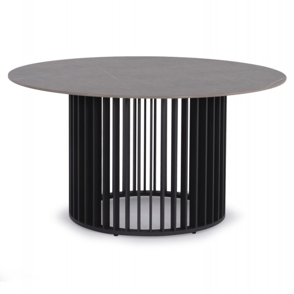 ΤΡΑΠΕΖΙ ΣΤΡΟΓΓΥΛΟ ΣΕΙΡΑ ETERNITY SM6177 ΑΝΘΡΑΚΙ ΑΛΟΥΜΙΝΙΟ-ΓΚΡΙ SINTERED STONE Φ140εκ