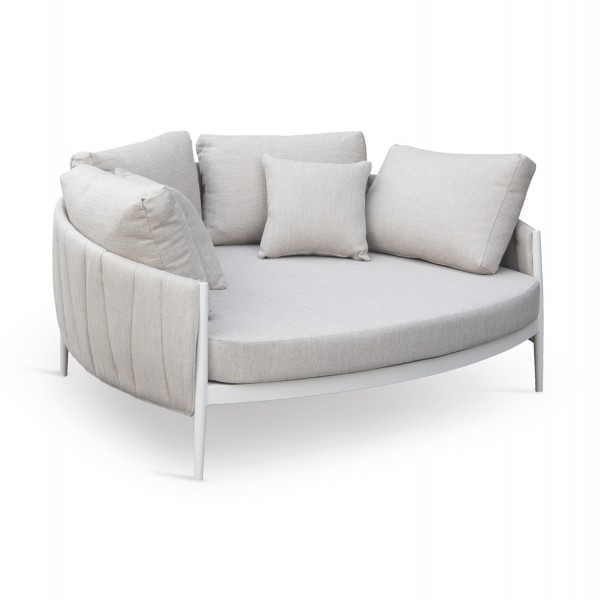 DAYBED 2ΘΕΣΙΟ MAVERICK SM6216.02 ΑΛΟΥΜΙΝΙΟ ΚΡΕΜ-ΜΠΕΖ OLEFIN & STRAPS 164x144x70Υ