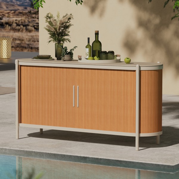 ΜΠΟΥΦΕΣ ΣΕΙΡΑ DESTINY SM6322 ΑΛΟΥΜ.ΕΚΡΟΥ-SINTERED STONE TOP 158x46x79Υεκ.