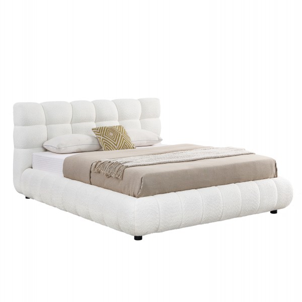 ΚΡΕΒΑΤΙ ΔΙΠΛΟ ΜΕ ΑΠΟΘ.ΧΩΡΟ BUBBLE SM725.02 ΛΕΥΚΟ CHENILLE ΥΦΑΣΜΑ--ΣΤΡΩΜΑ 160x200εκ