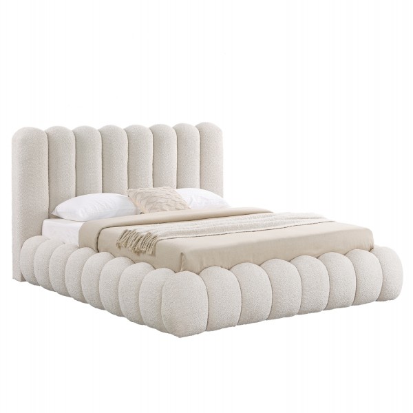 ΚΡΕΒΑΤΙ ΔΙΠΛΟ ΜΕ ΑΠΟΘ.ΧΩΡΟ BUBBLE SM727.03 ΜΠΕΖ CHENILLE ΥΦΑΣΜΑ--ΣΤΡΩΜΑ 160x200εκ