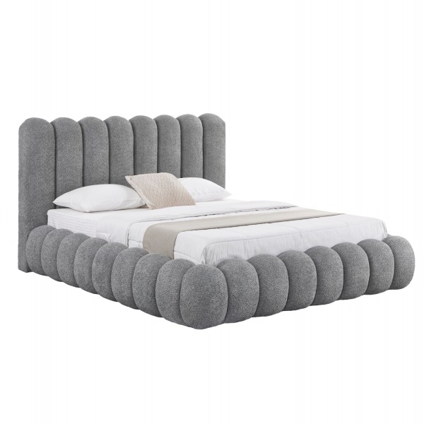 ΚΡΕΒΑΤΙ ΔΙΠΛΟ ΜΕ ΑΠΟΘ.ΧΩΡΟ BUBBLE SM727.01 ΓΚΡΙ CHENILLE ΥΦΑΣΜΑ--ΣΤΡΩΜΑ 160x200εκ