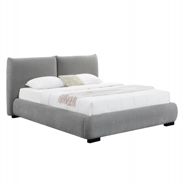 ΚΡΕΒΑΤΙ ΔΙΠΛΟ ΜΕ ΑΠΟΘ.ΧΩΡΟ NUVIA SM728.01 ΓΚΡΙ FAUX FUR ΥΦΑΣΜΑ--ΣΤΡΩΜΑ 160x200εκ