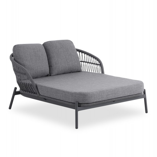 DAYBED 2ΘΕΣΙΟ QUANTUM SM6172.02 ΑΝΘΡΑΚΙ ΑΛΟΥΜΙΝΙΟ-P.E.WICKER ΓΚΡΙ 162x148x97Υεκ