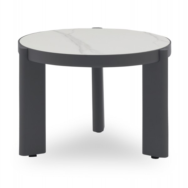 ΤΡΑΠΕΖΙ ΜΕΣΗΣ ΣΤΡΟΓΓΥΛΟ ABSOLUTION SM6466.01 ΑΛΟΥΜIΝΙΟ-SINTERED STONE ΓΚΡΙ Φ61x45Υεκ