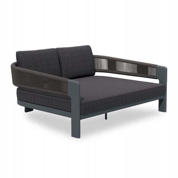 DAYBED ΔΙΠΛΟ BARON SM6479.01 ΣΚΟΥΡΟ ΓΚΡΙ ΑΛΟΥΜΙΝΙΟ-ΣΧΟΙΝΙ-OLEFIN 168x143x70Υεκ.
