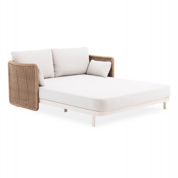 DAYBED 2ΘΕΣΙΟ DESTINY SM6408.01 ΕΚΡΟΥ ΑΛΟΥΜΙΝΙΟ-P.E.WICKER ΜΠΕΖ 202x170x73.5Υεκ