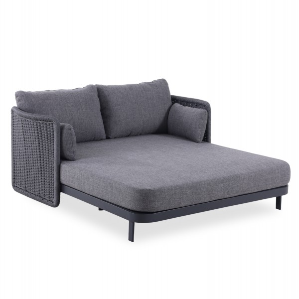 DAYBED 2ΘΕΣΙΟ DESTINY SM6408.02 ΑΝΘΡΑΚΙ ΑΛΟΥΜΙΝΙΟ-P.E.WICKER ΓΚΡΙ 202x170x73.5Υεκ