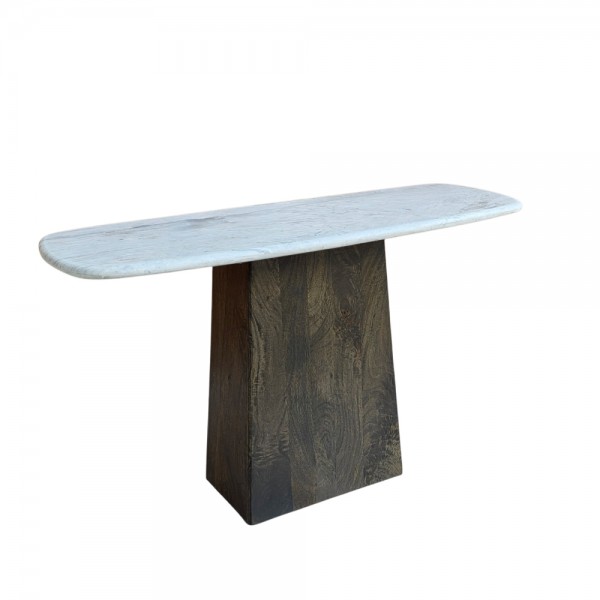 BORDS ΚΟΝΣΟΛΑ ΛΕΥΚΟ ΜΑΡΜΑΡΟ ΚΑΡΥΔΙ ΣΚΟΥΡΟ 130x45x76cm