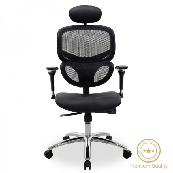 Καρέκλα γραφείου διευθυντή Freedom pakoworld Premium Quality μαύρο pu-mesh 076-000008