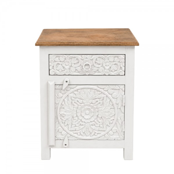 LOTUS ΚΟΜΟΔΙΝΟ 1ΠΟΡΤΑ 1ΣΥΡΤΑΡΙ ΛΕΥΚΟ DECAPE ΦΥΣΙΚΟ 45x37x60cm