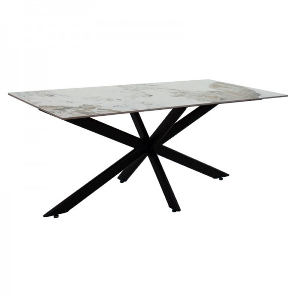 Τραπέζι Bethan pakoworld sintered stone λευκό μαρμάρου-μαύρο 180x90x75εκ 101-000067