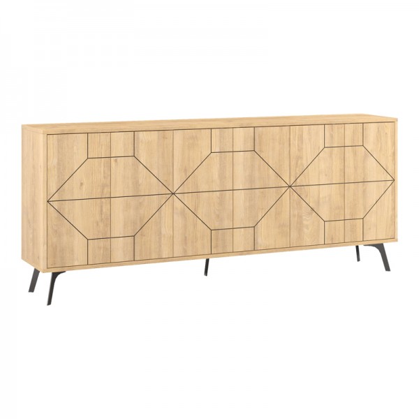 Μπουφές Bufel pakoworld σε φυσική απόχρωση 181x35x77.4εκ 119-001229